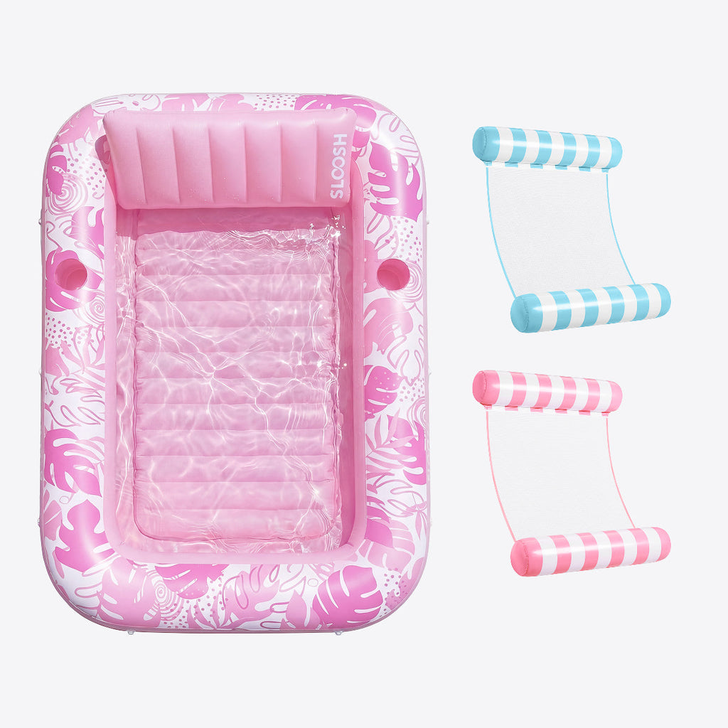 Blushing Pink 85" Tanning Pool with Float Hammock Best Friend Choice Bundle