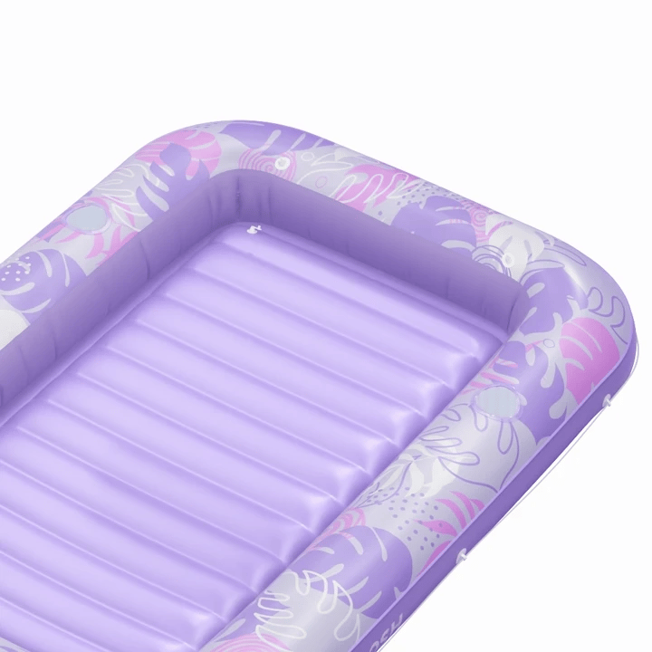 SLOOSH Inflatable Tanning Pool Lounger Float, Purple Chase Flower Bloom State, 70" x 46"