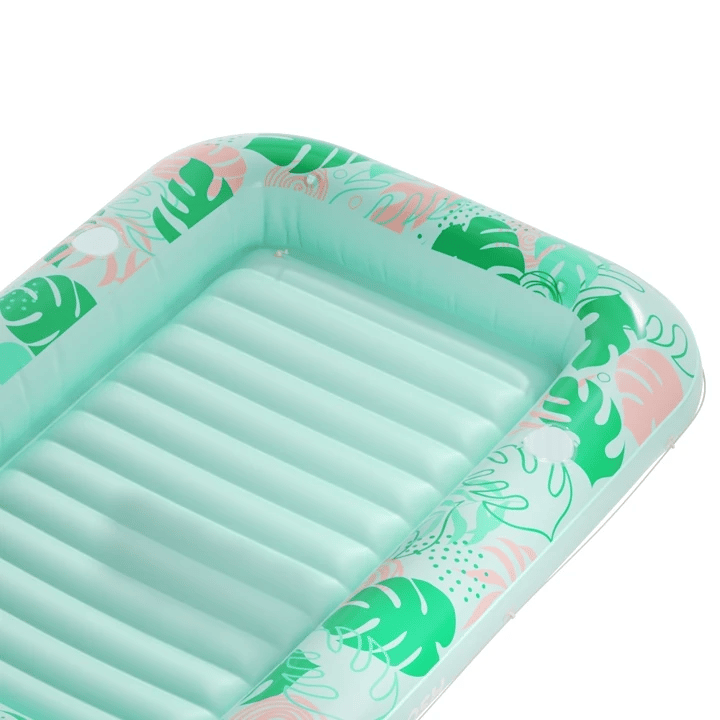 SLOOSH Inflatable Tanning Pool Lounger Float, Blue Checker, 70" x 46"