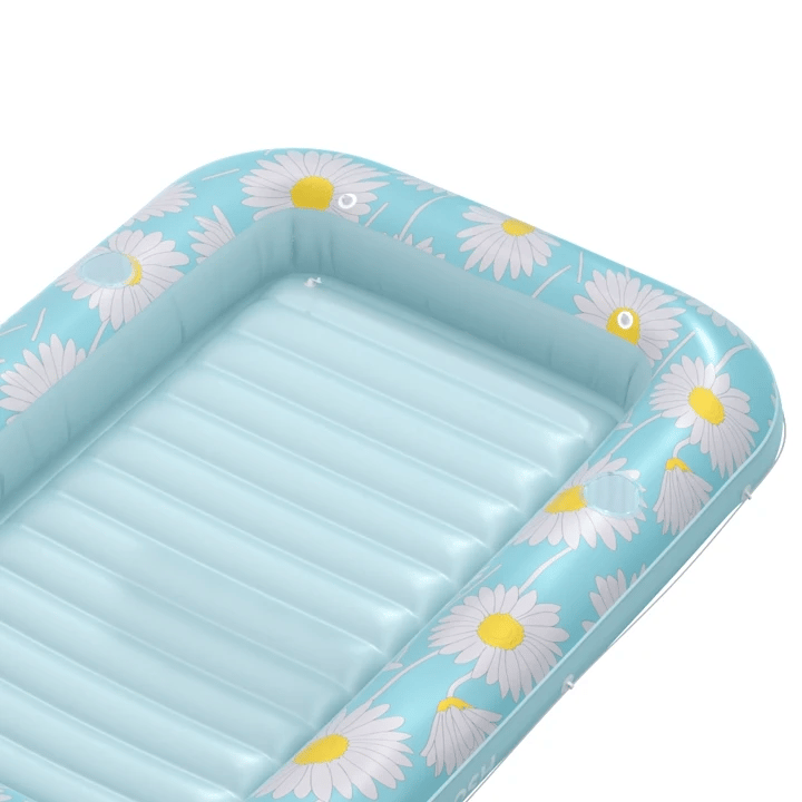 SLOOSH Inflatable Tanning Pool Lounger Float, Blue Daisy 70" x 46"