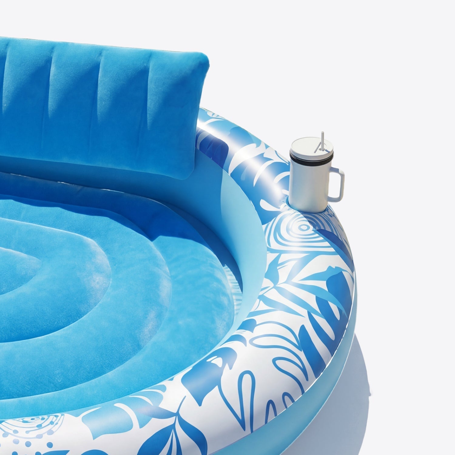 SLOOSH Inflatable Pool Float Lounge Round Tanning Pool, Cyan, 72" x 65"