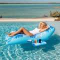 SLOOSH Inflatable Pool Lounge Chair with Cup Holder, Blue, 69" x 37.5"