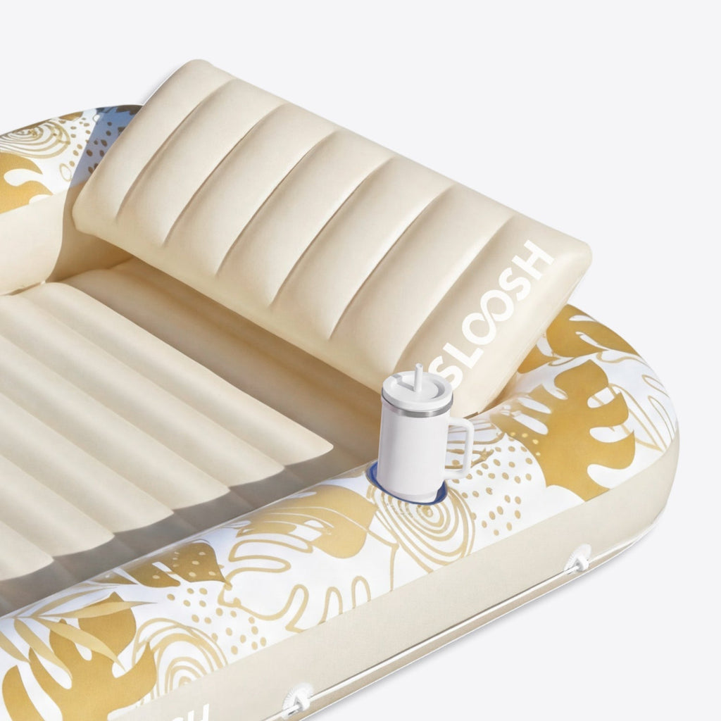 SLOOSH Inflatable Tanning Pool Lounger Float – XL 85"x57" , Cyan White