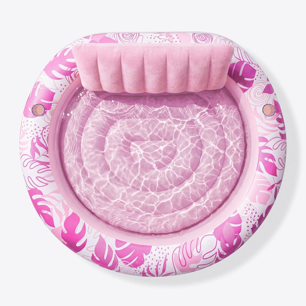 SLOOSH Inflatable Pool Float Lounge Round Tanning Pool, Cyan, 72" x 65"