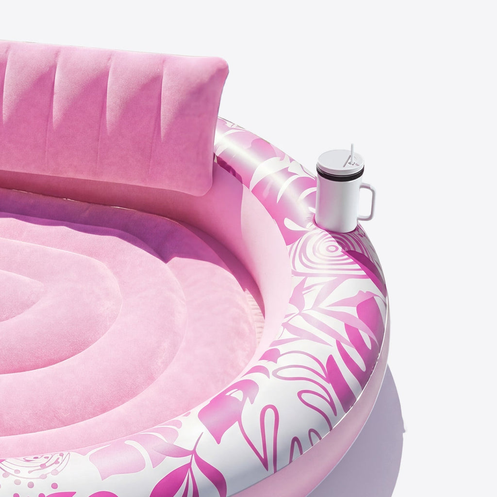 SLOOSH Inflatable Pool Float Lounge Round Tanning Pool, Champagne, 72" x 65"