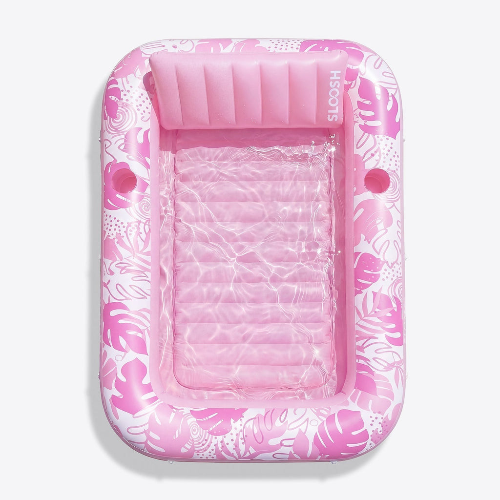 SLOOSH Inflatable Tanning Pool Lounger Float, Cyan Pink XL, 85" x 57"