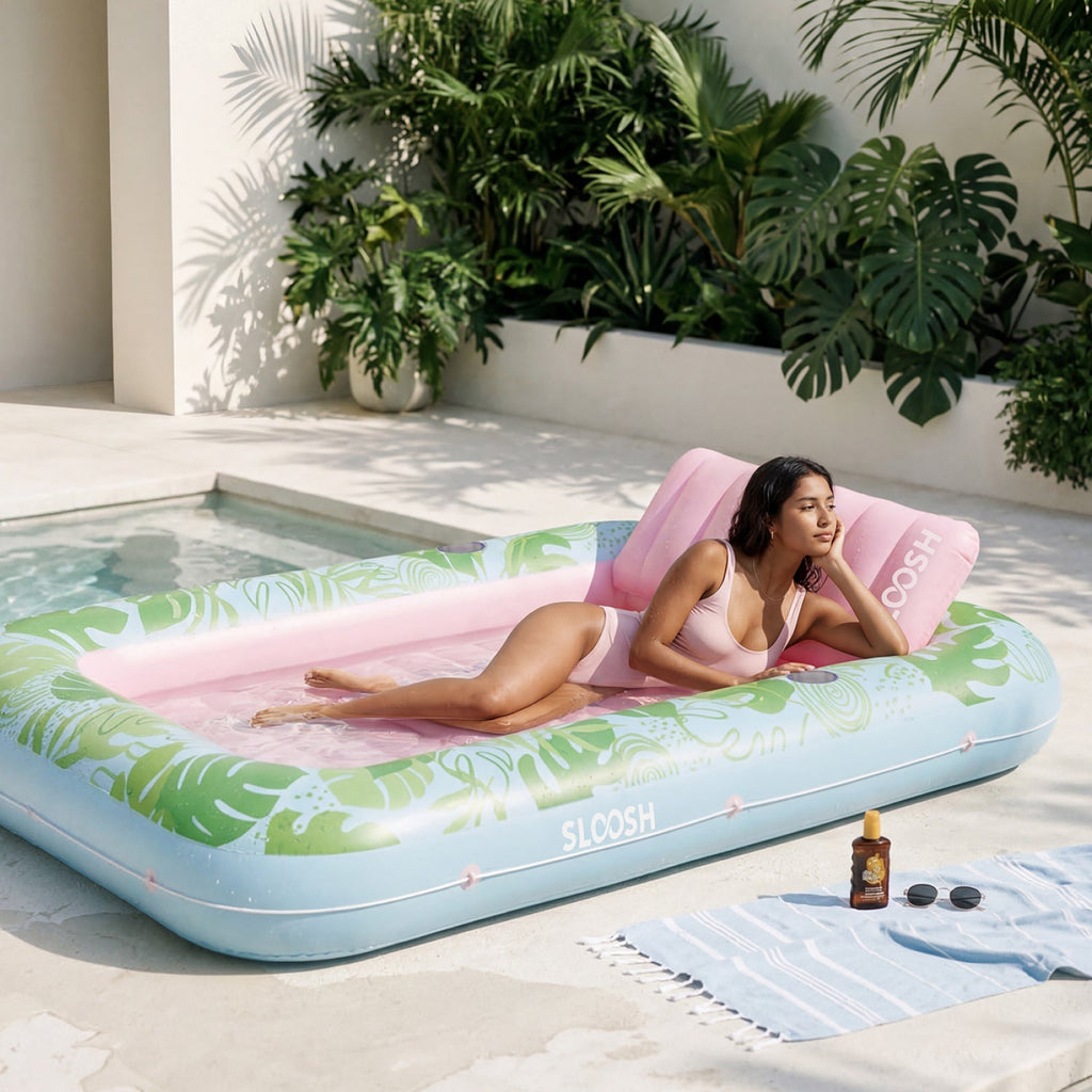 SLOOSH Inflatable Tanning Pool Lounger Float,  Purple-L, 70" × 46"