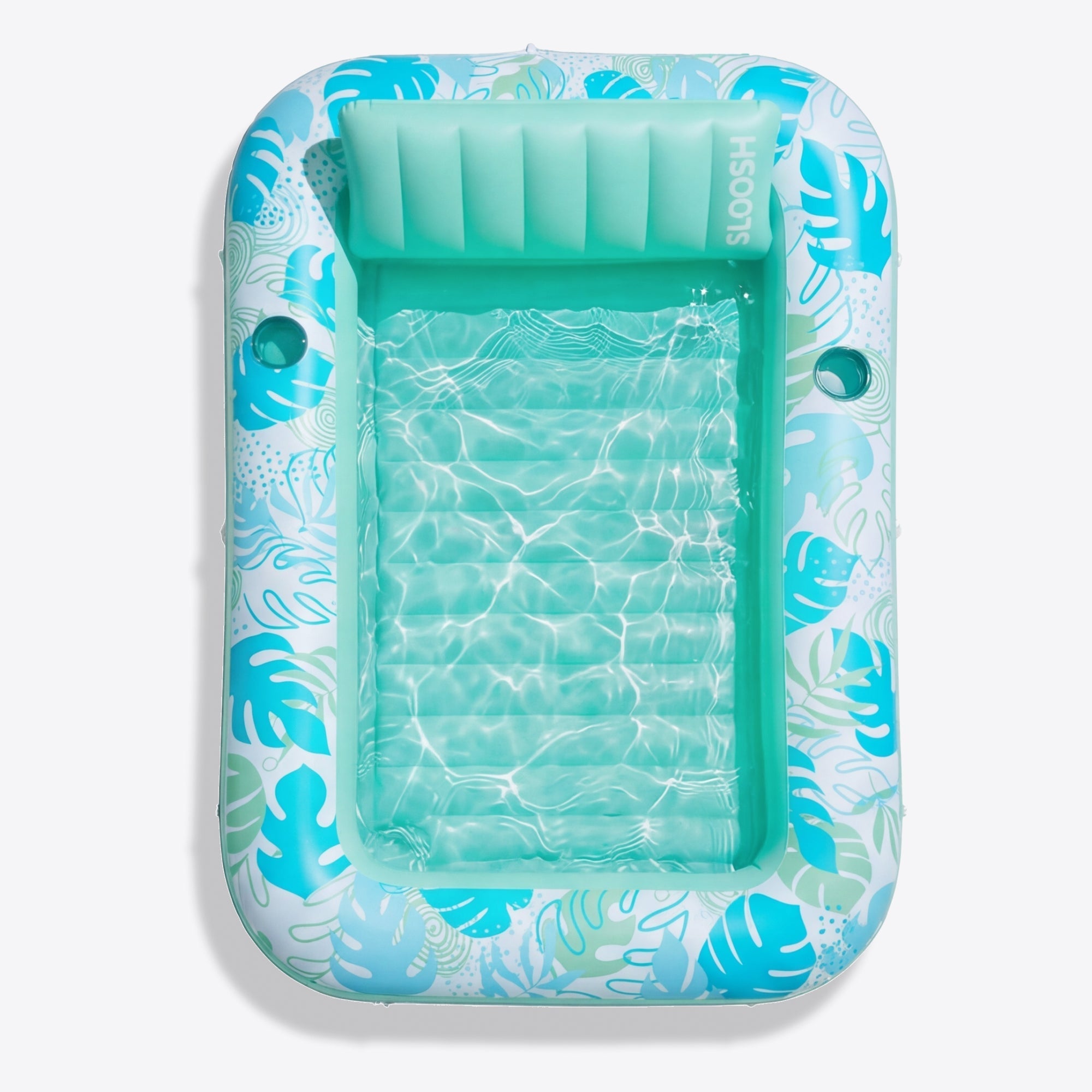 SLOOSH Inflatable Tanning Pool Lounger Float – XL 85"x57" , Cyan White