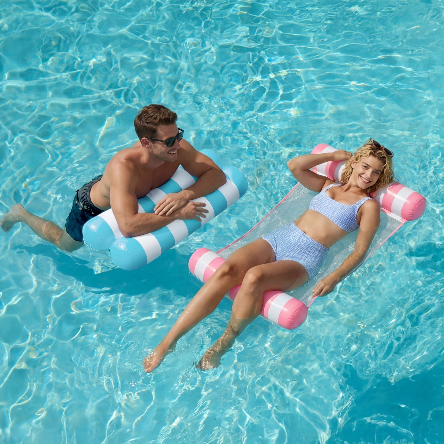 Cyan Pink 85" Tanning Pool with Float Hammock Best Friend Choice Bundle