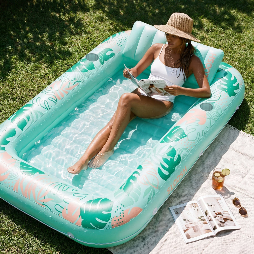 SLOOSH Inflatable Tanning Pool Lounger Float,  Purple-L, 70" × 46"