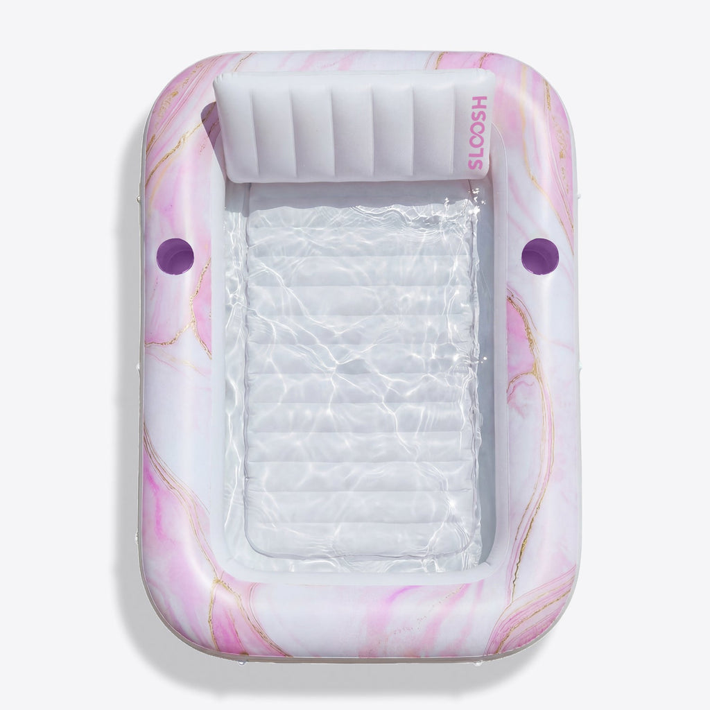 SLOOSH Inflatable Tanning Pool Lounger Float, Blue Checker, 70" x 46"