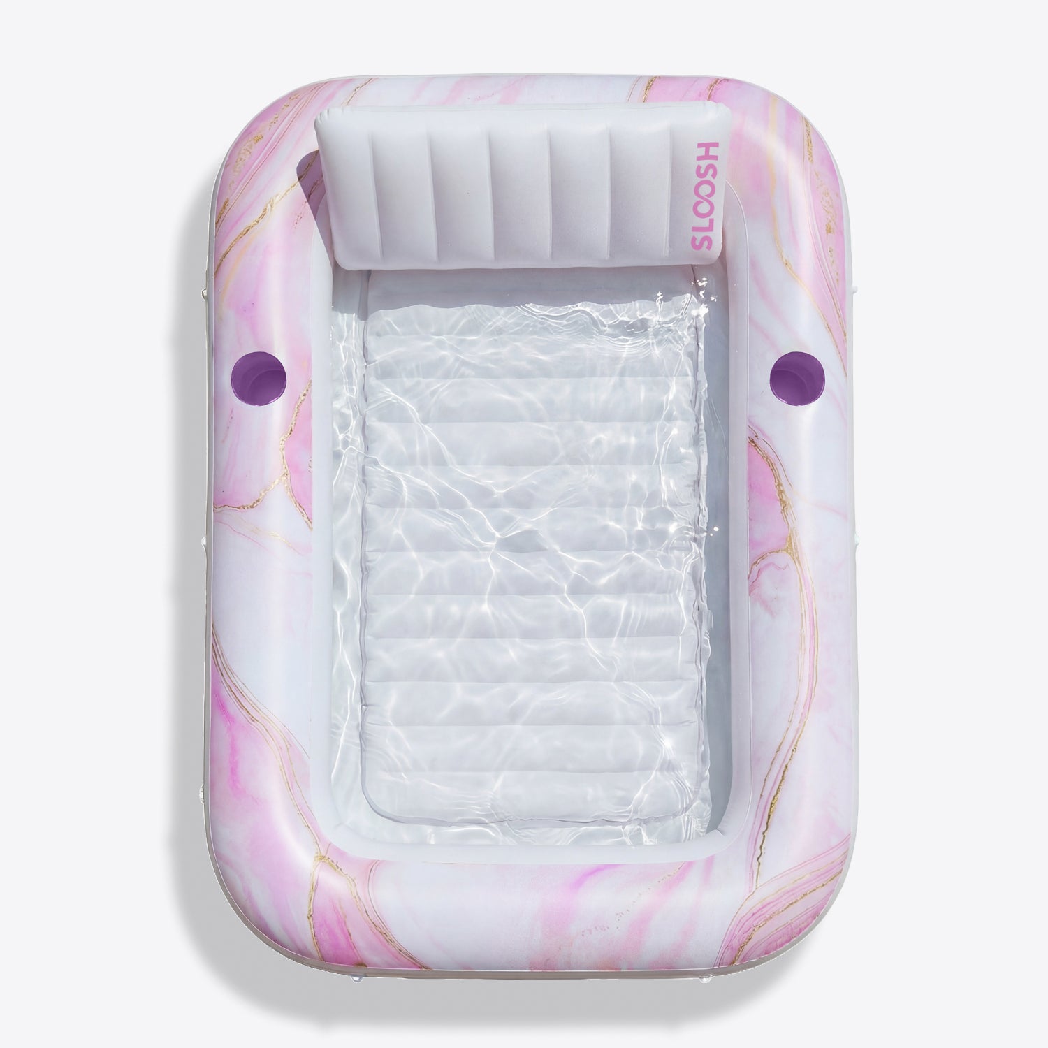 SLOOSH Inflatable Tanning Pool Lounger Float, Blue Checker, 70" x 46"