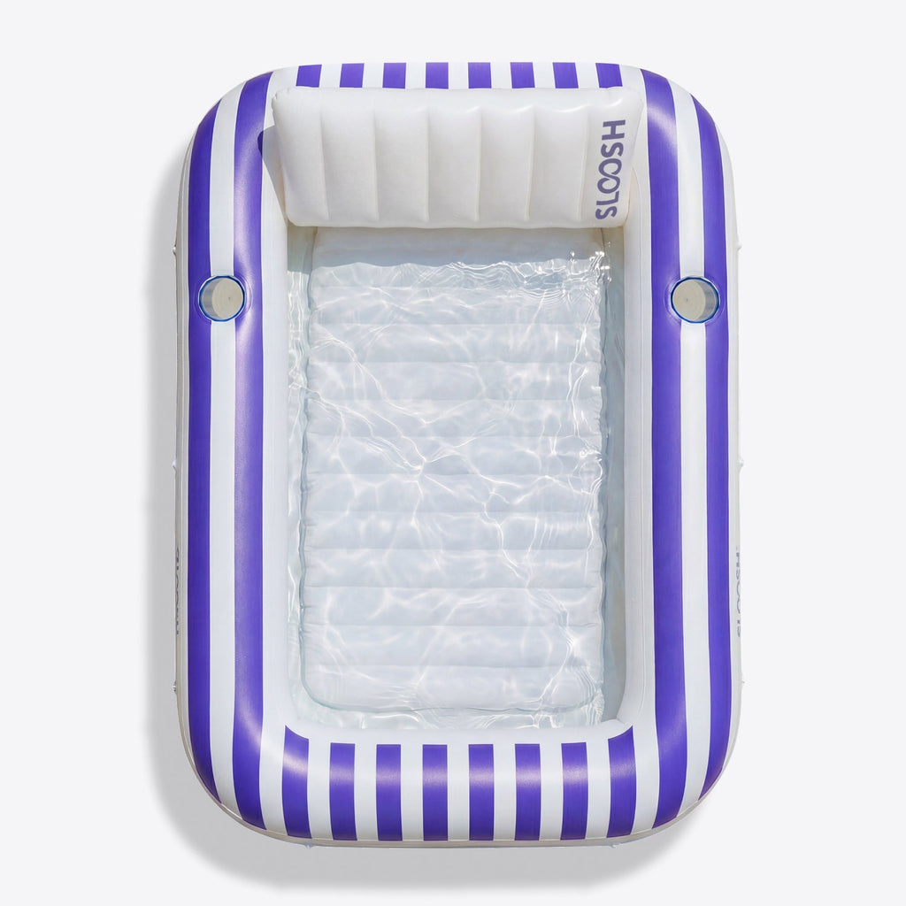 SLOOSH Inflatable Tanning Pool Lounger Float, Navyblue Stripe, 70" x 46"
