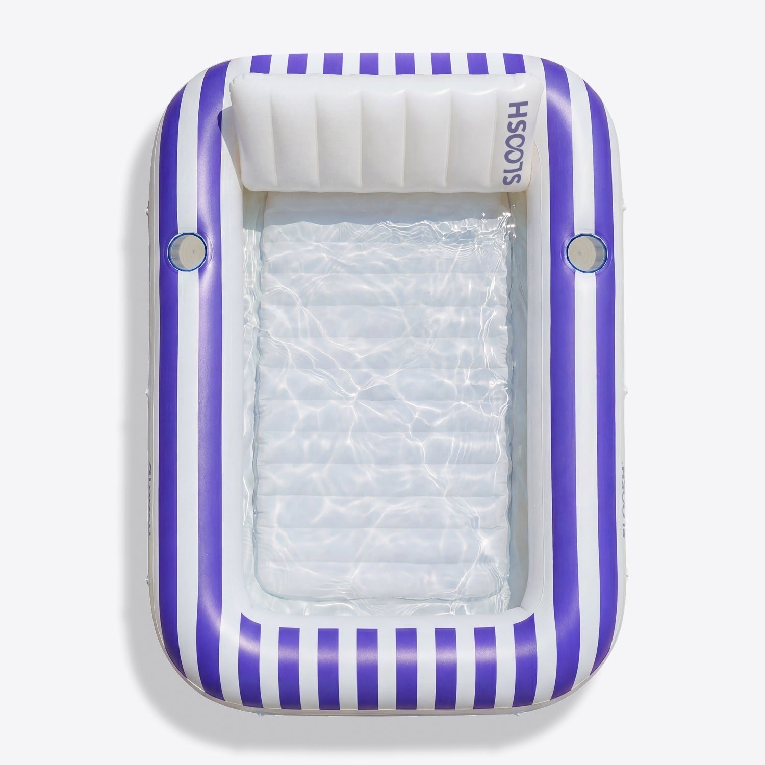 SLOOSH Inflatable Tanning Pool Lounger Float, Navyblue Stripe, 70" x 46"