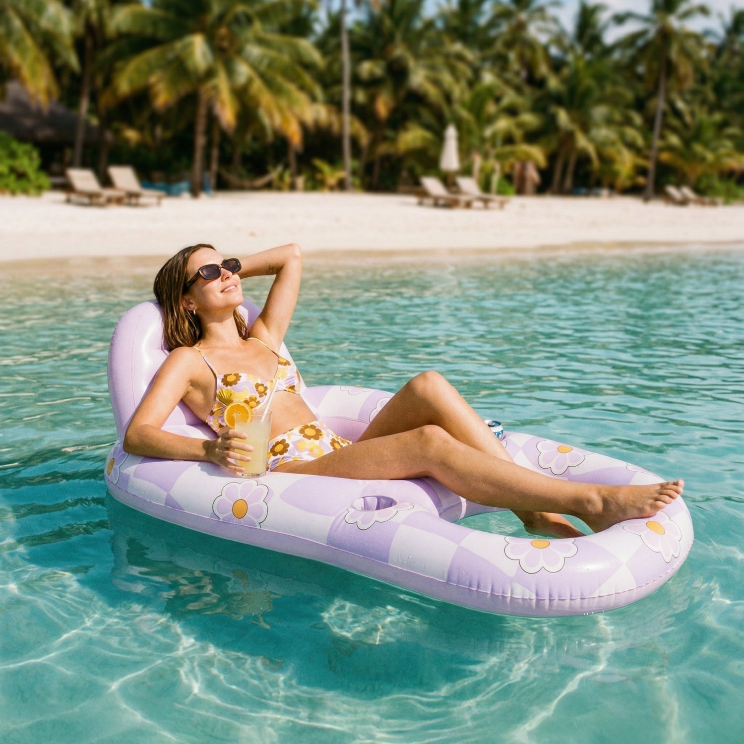 SLOOSH Purple Chase Flower Tanning Pool with Lounger High-picked Bundle