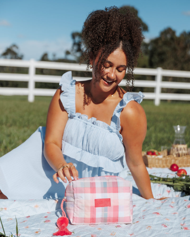 Cosmetic Case - Pink Picnic Plaid