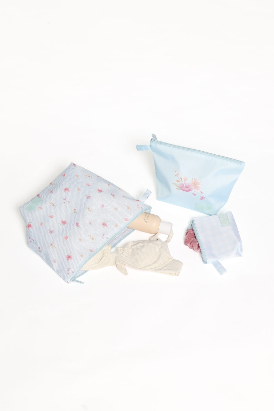 Handy Pouch Trio - Blue Garden Stripe