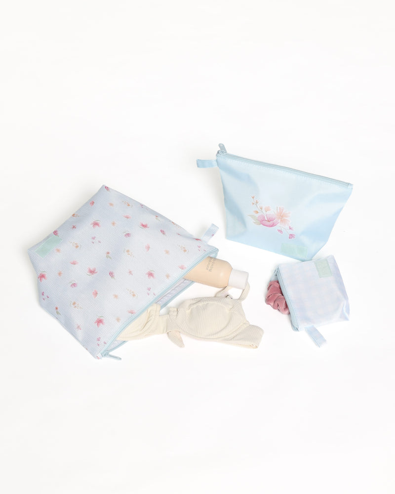 Handy Pouch Trio - Blue Garden Stripe