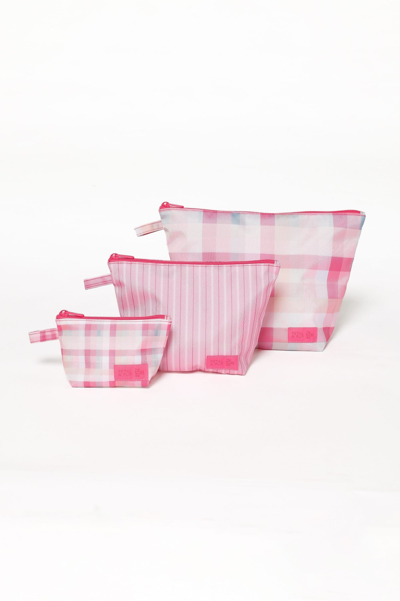 Handy Pouch Trio - Pink Picnic Plaid