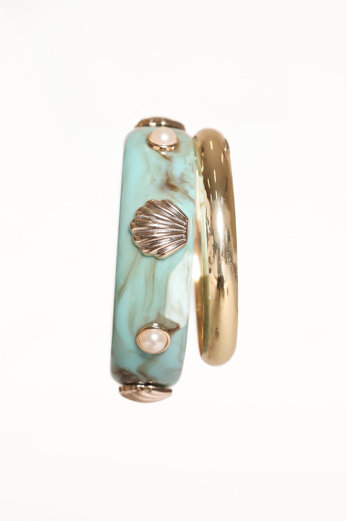 Havana Shell Bangle Set - Teal