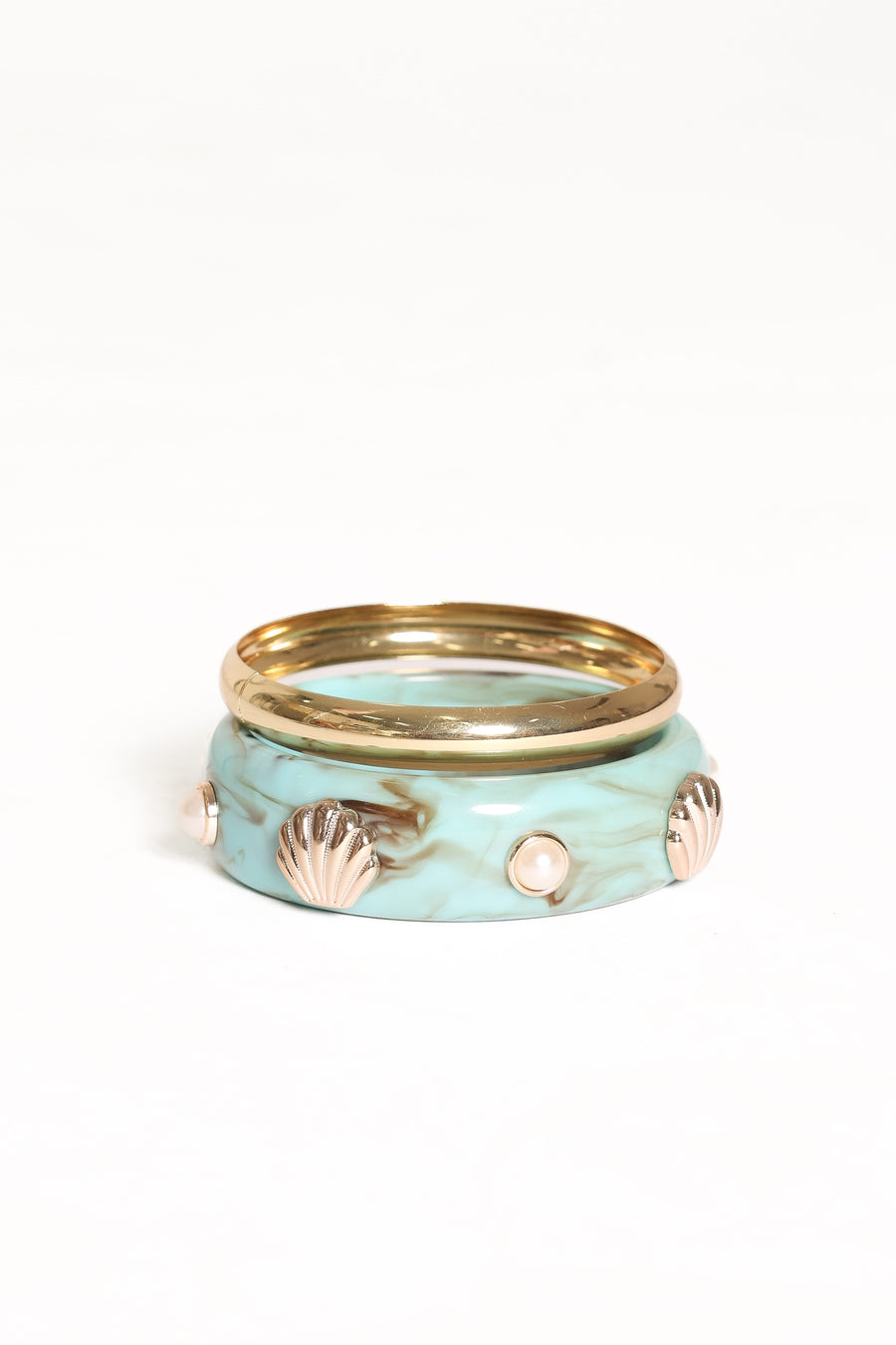 Havana Shell Bangle Set - Teal