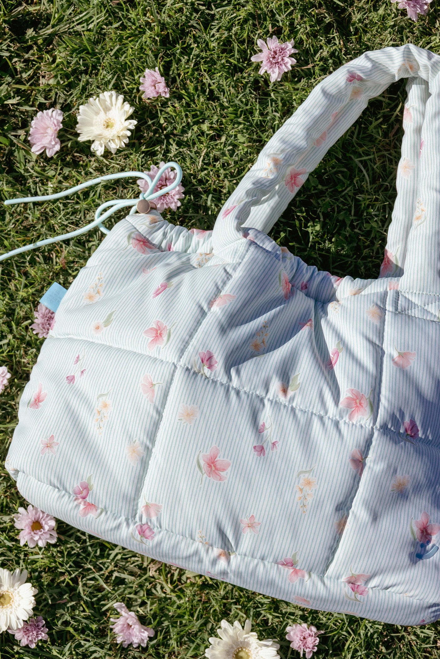 Marshmallow Midi Tote - Blue Garden Stripe