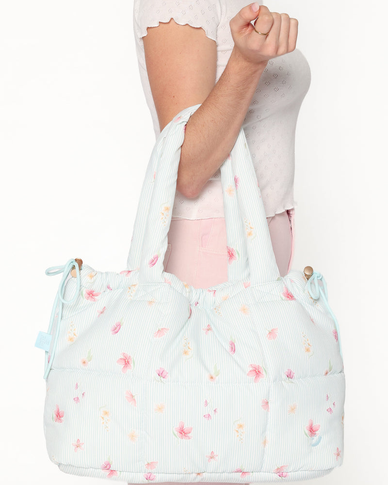 Marshmallow Midi Tote - Blue Garden Stripe