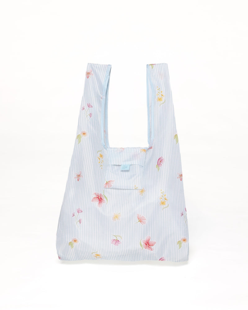 Reusable Shopping Bag - Blue Garden Stripe