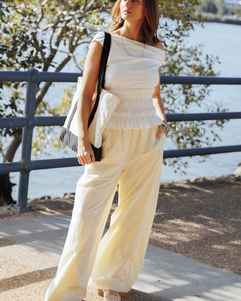 Adam Wide Leg Pant - Pale Yellow