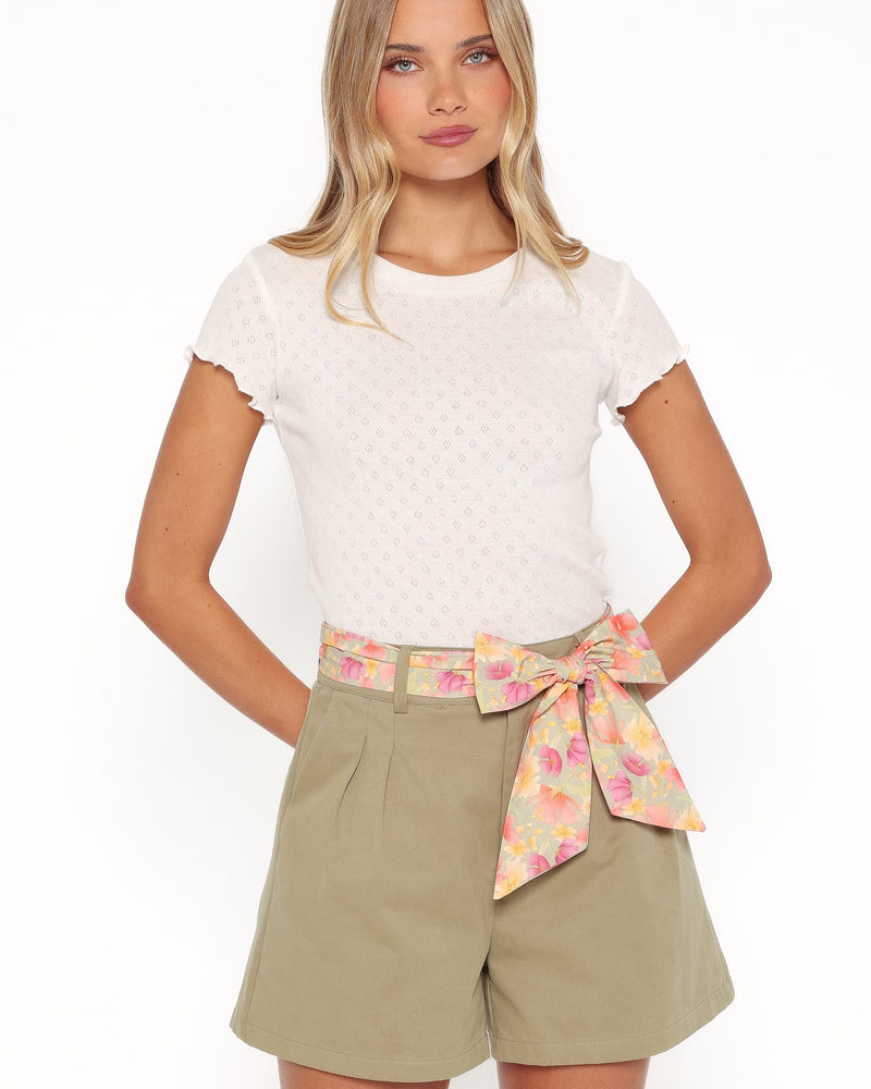 Davey Scarf Tie Shorts - Olive Green