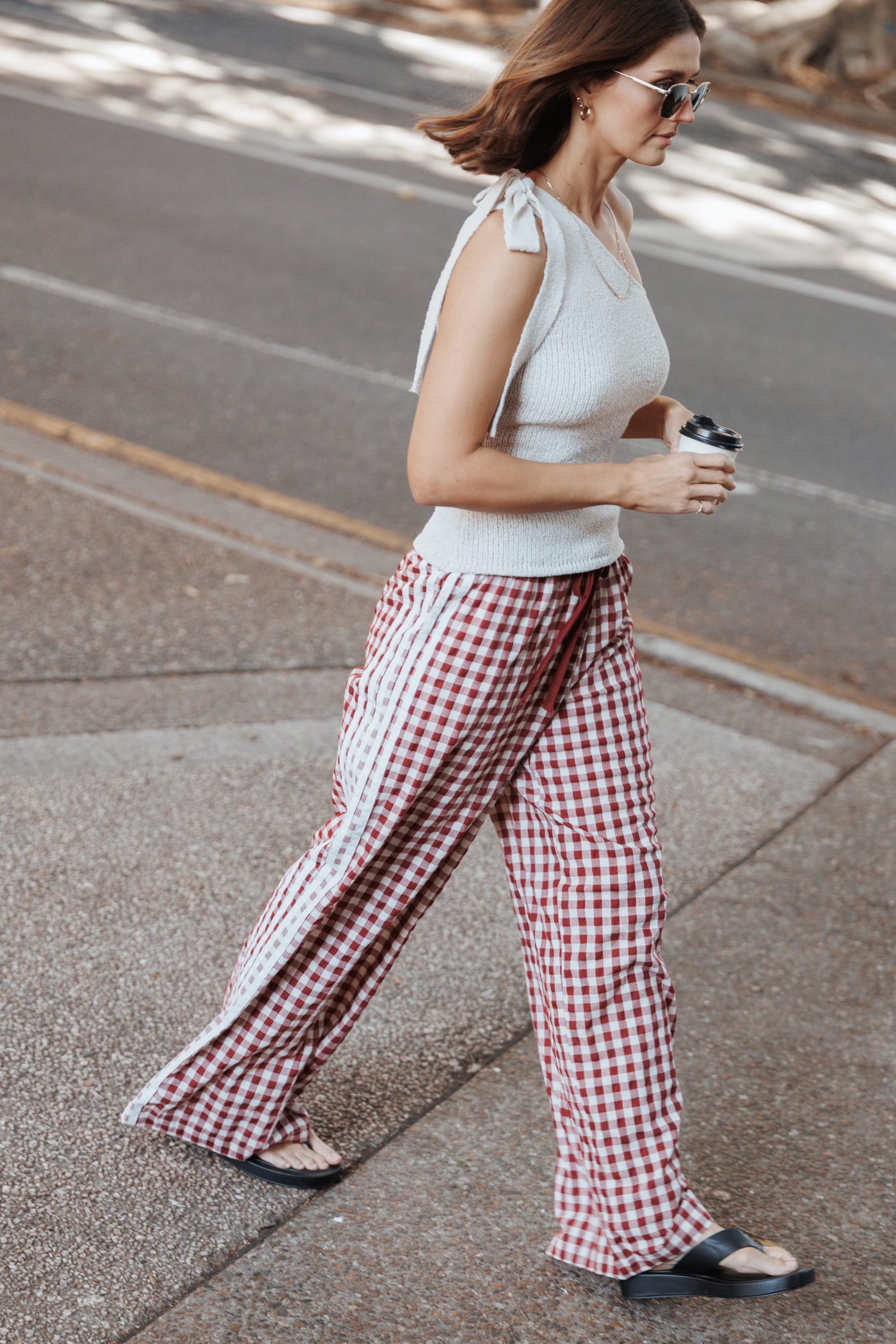 Lawson Track Pants - Burgundy Gingham