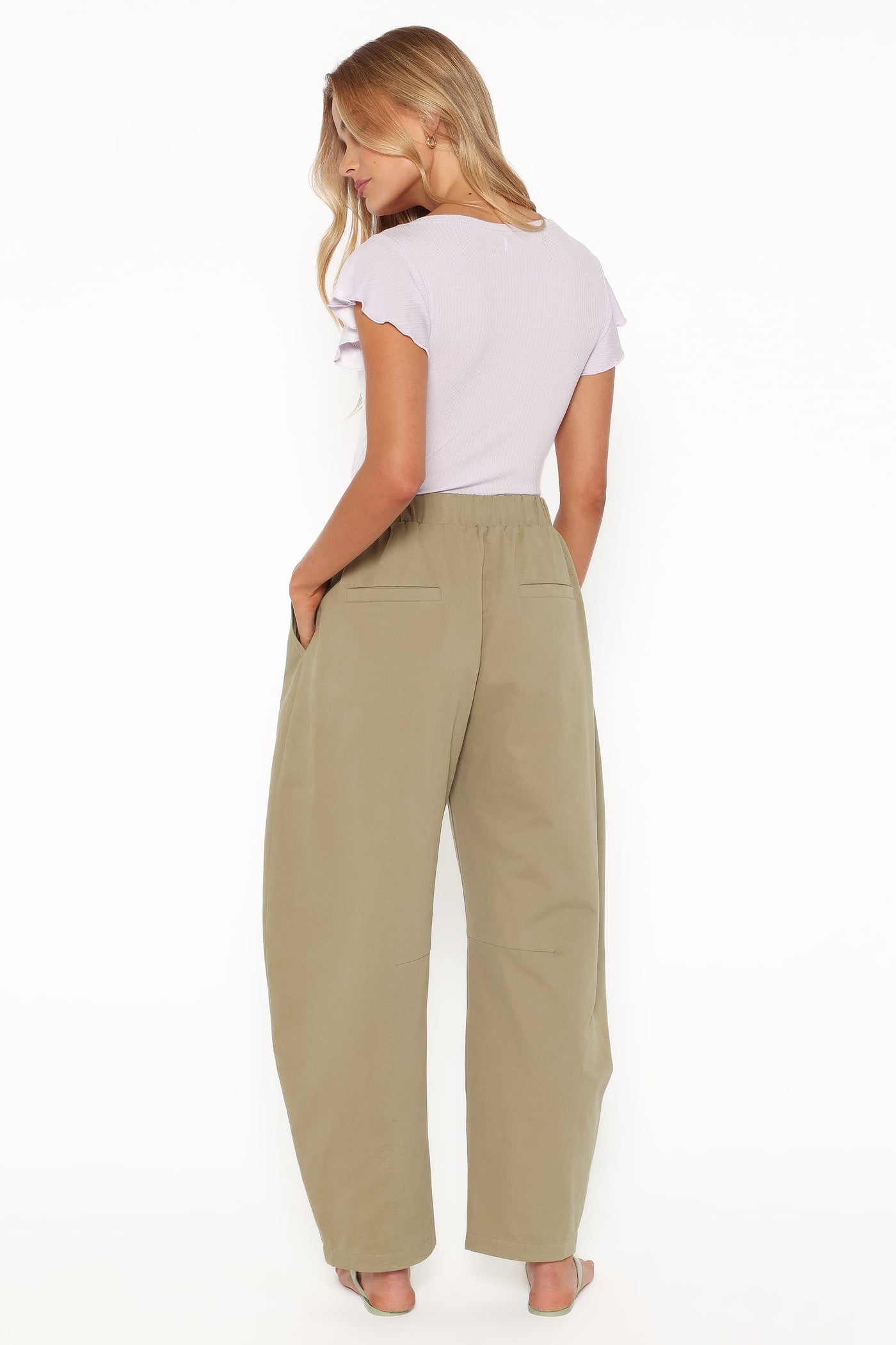 Telena Barrel Leg Pants - Olive Green Patchwork
