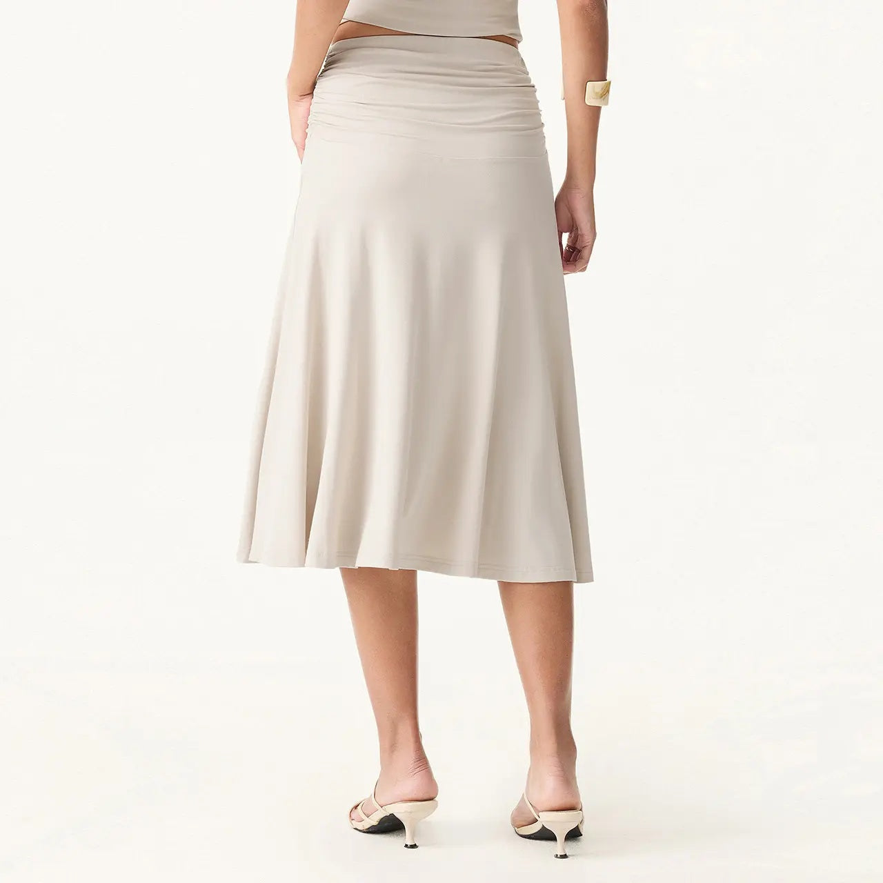 2Pcs Set Multi-wear Versatile Necklines Brami Top & Flowy Side Ruched A-line Midi Skirt with Built-in-Bra SkinKiss for Summer Womenswear - matching sets women summerwins DealsForYouDays