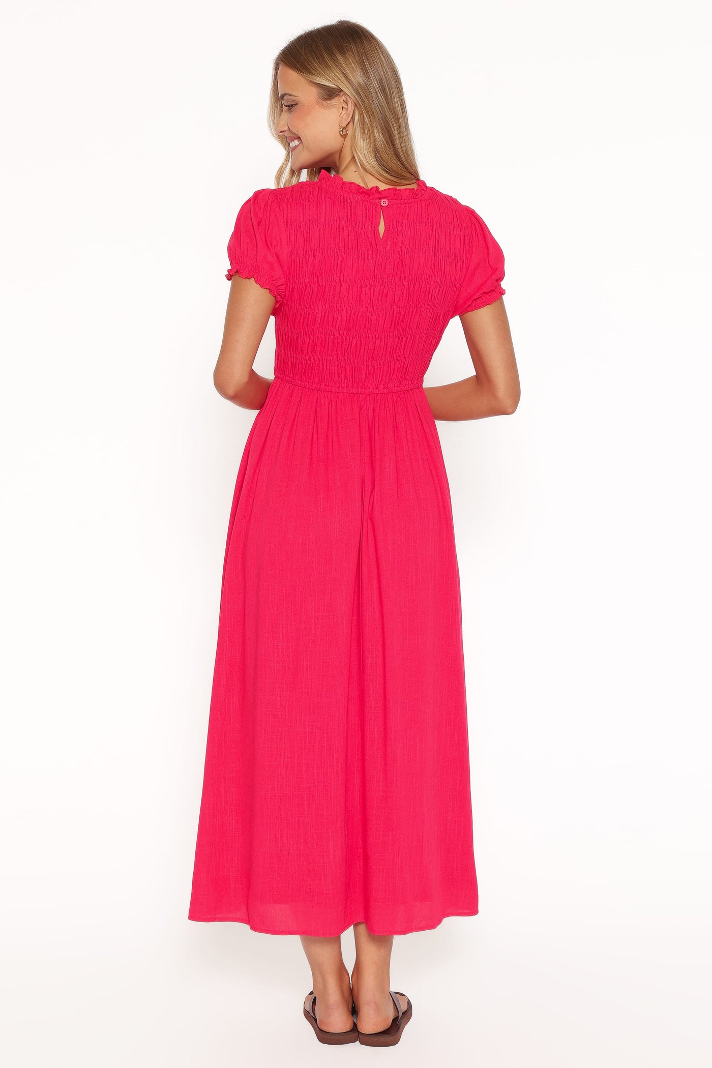 Darla Puff Sleeve Dress - Hot Coral