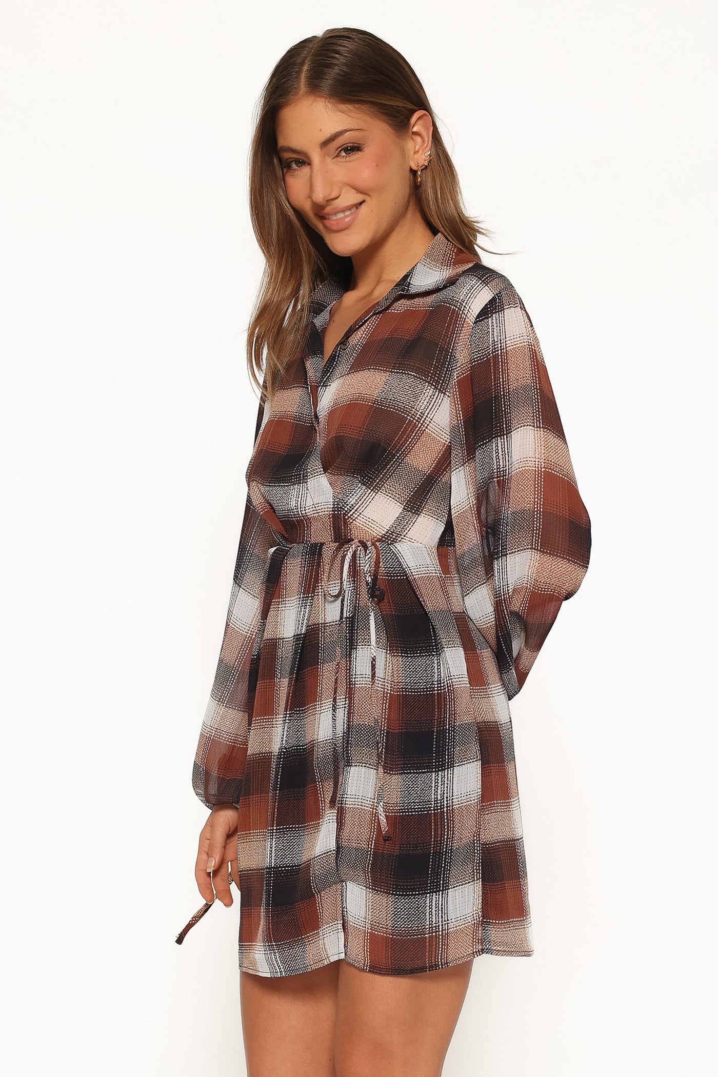 Eadie Long Sleeve Mini Dress - Plaid