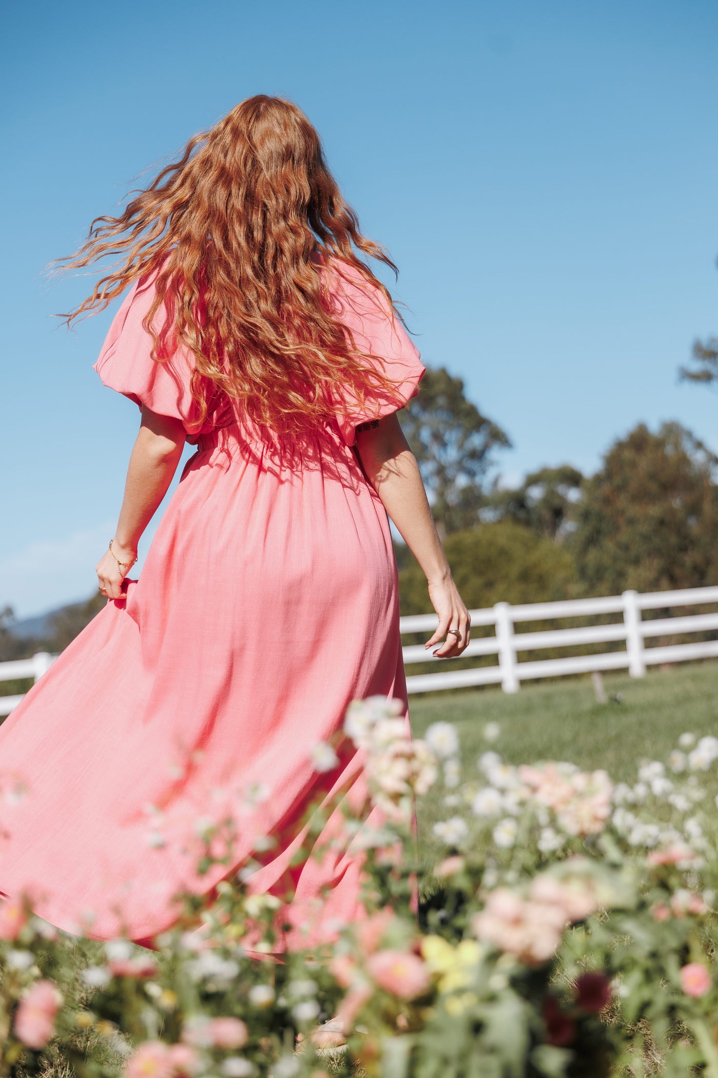 Gianna Puff Sleeve Maxi Dress - Pink