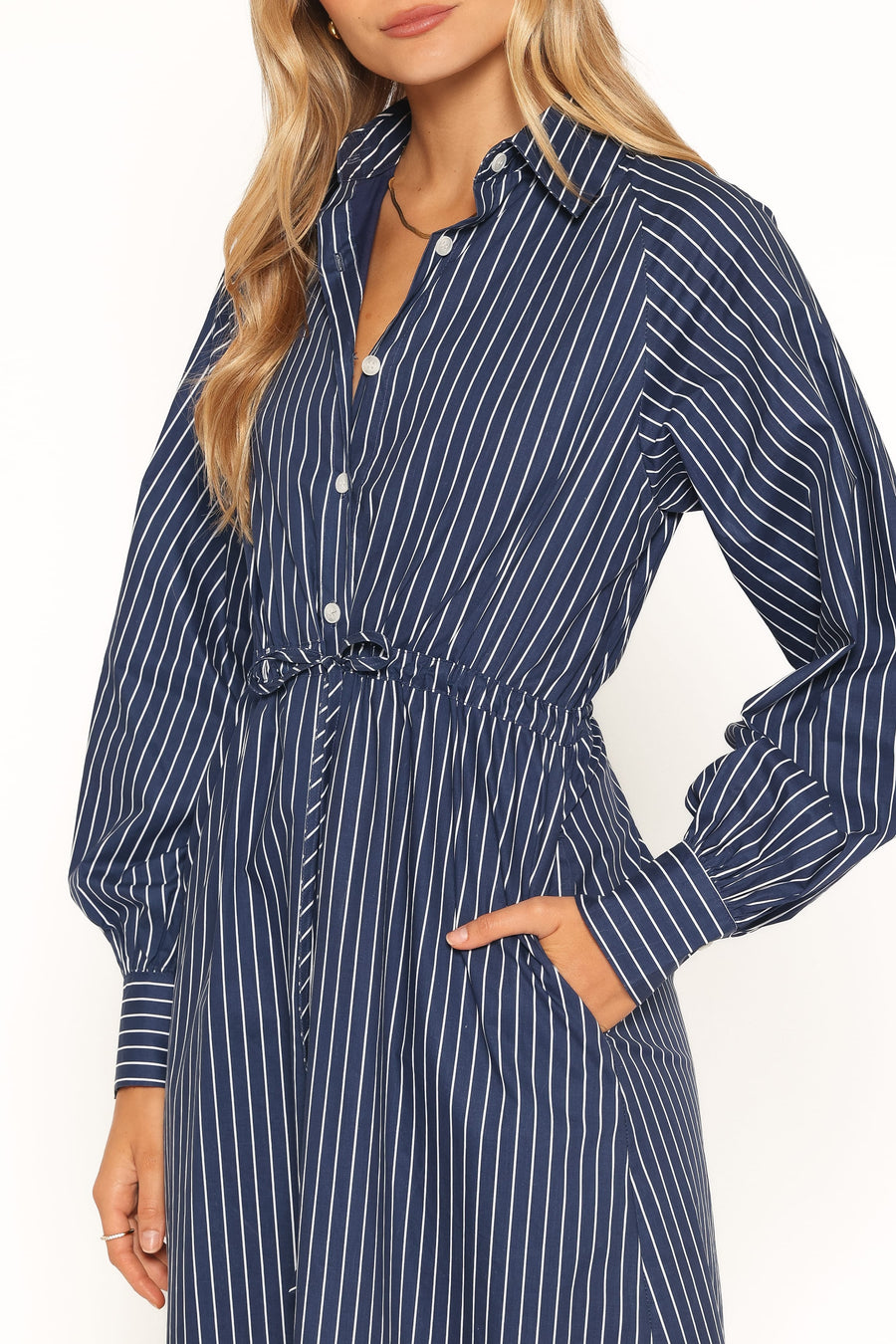 Hansel Long Sleeve Maxi Dress - Navy Stripe