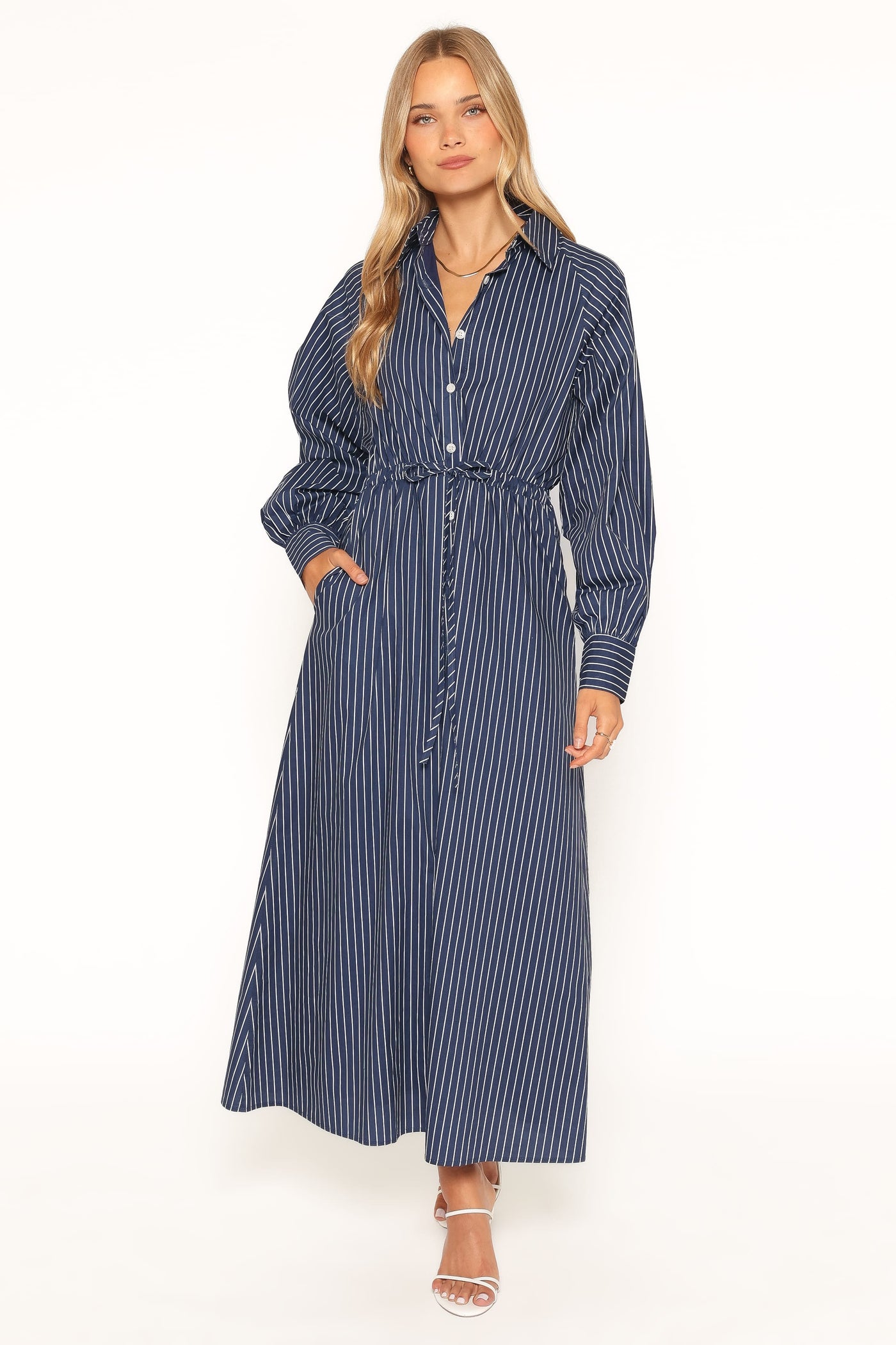 Hansel Long Sleeve Maxi Dress - Navy Stripe