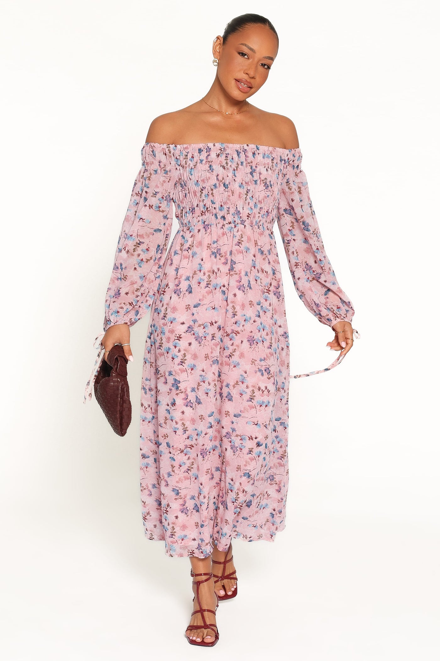 Harlon Off Shoulder Maxi Dress - Pink Floral