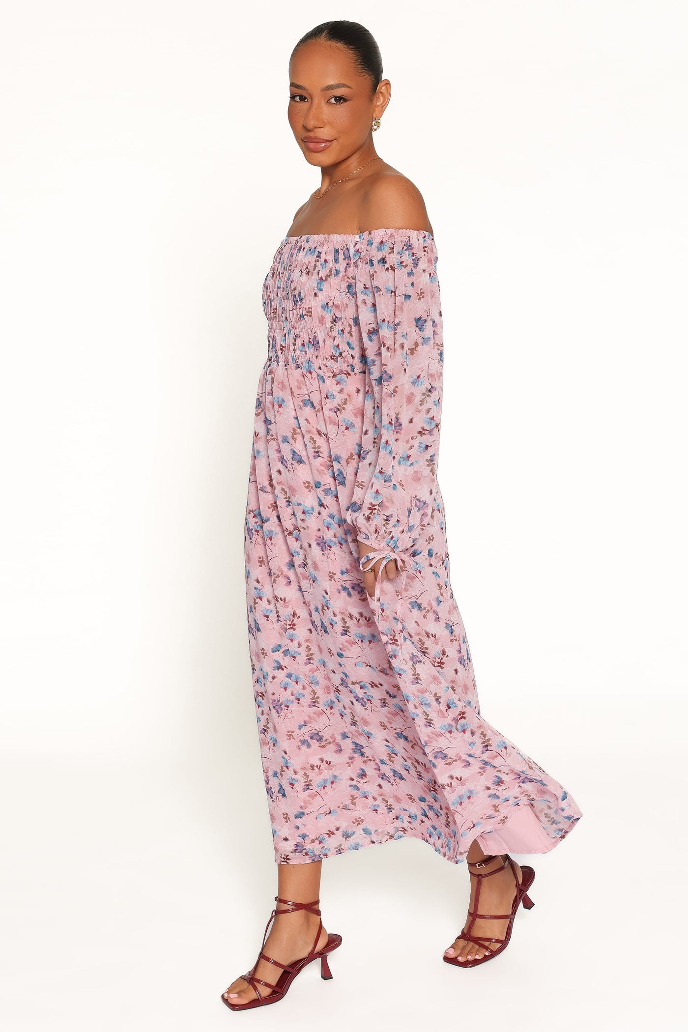 Harlon Off Shoulder Maxi Dress - Pink Floral