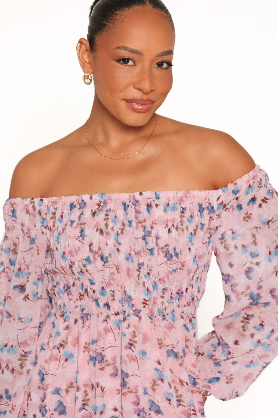 Harlon Off Shoulder Maxi Dress - Pink Floral