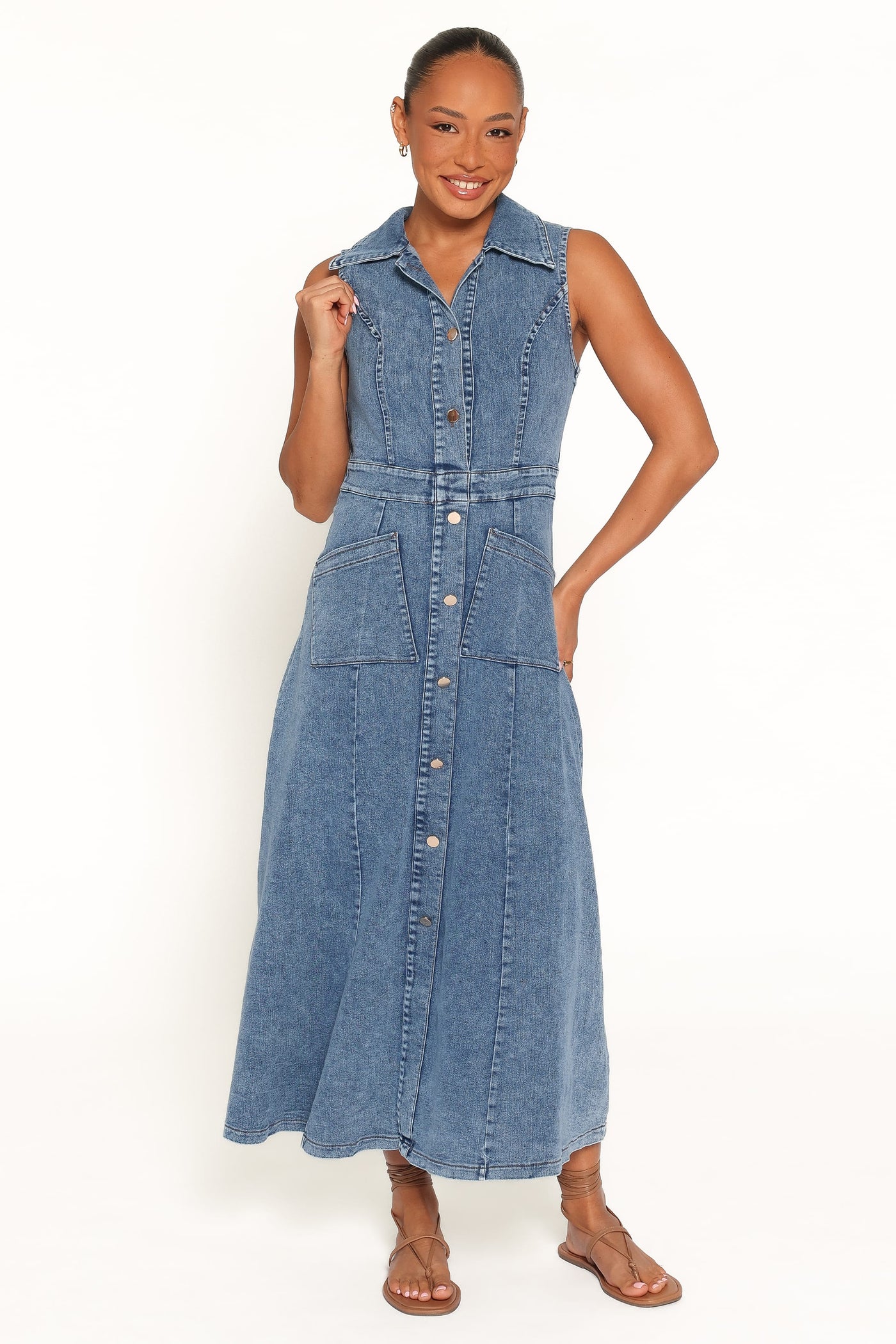 Jye Maxi Dress - Med Denim