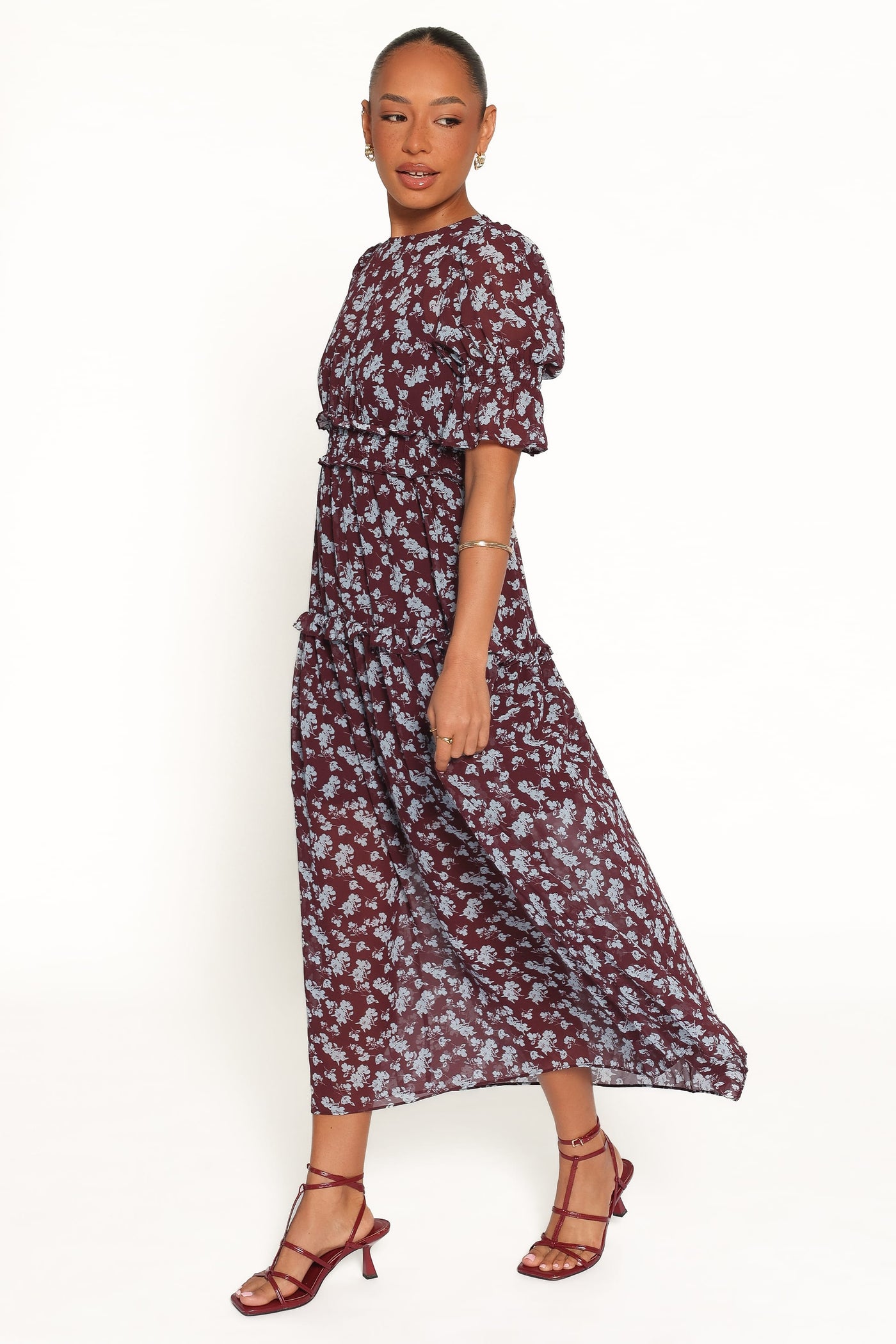 Kelina Maxi Dress - Burgundy Floral