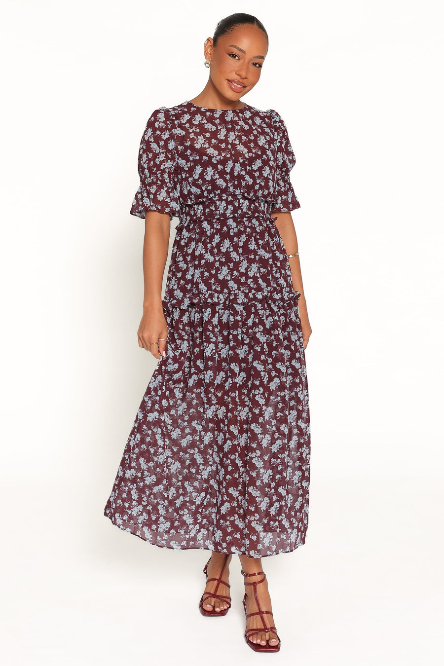 Kelina Maxi Dress - Burgundy Floral