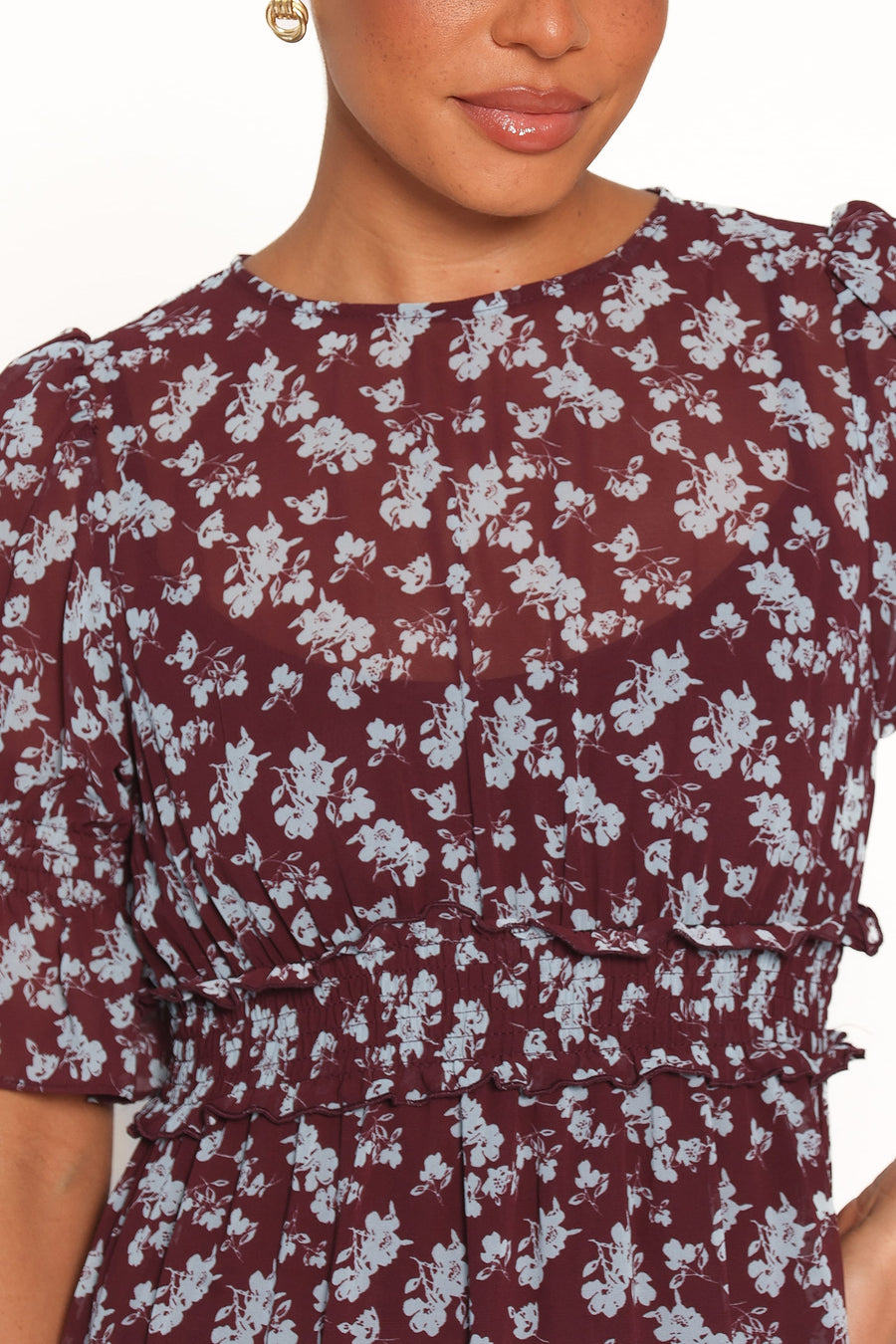Kelina Maxi Dress - Burgundy Floral