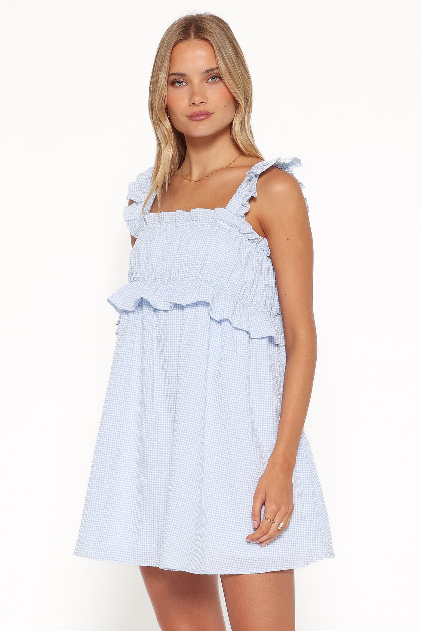 Keonia Mini Dress - Baby Blue Gingham