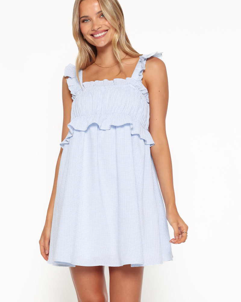 Keonia Mini Dress - Baby Blue Gingham
