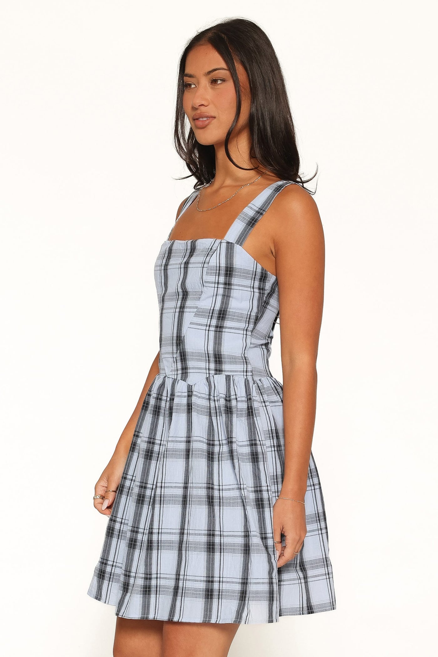 Kepler Mini Dress - Icy Blue Plaid