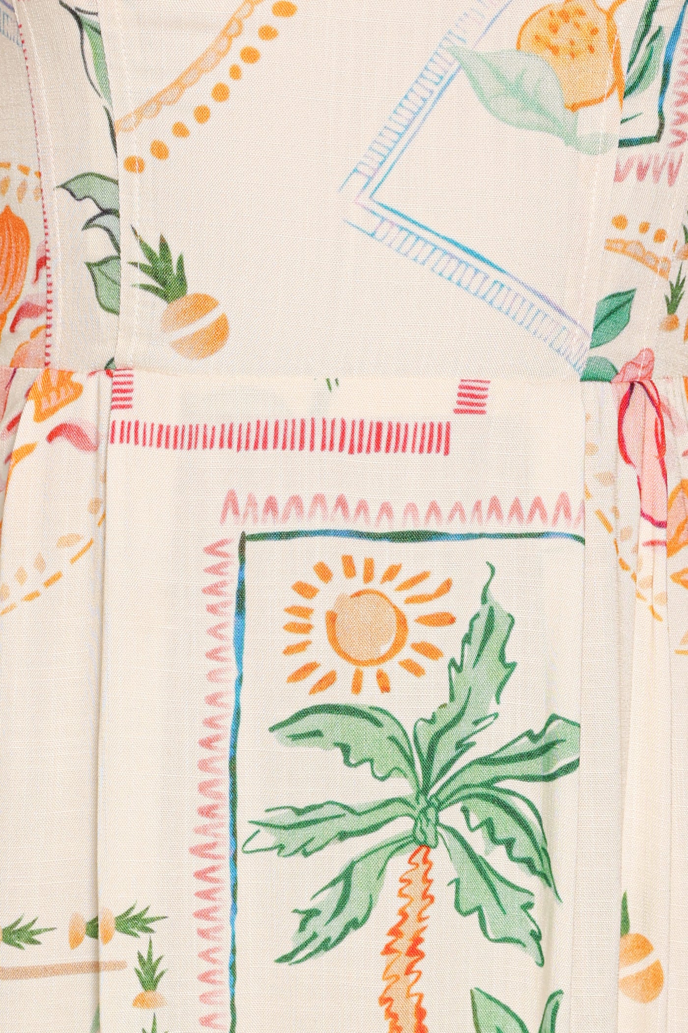 Lindon Strapless Maxi Dress - Cream Palm Print