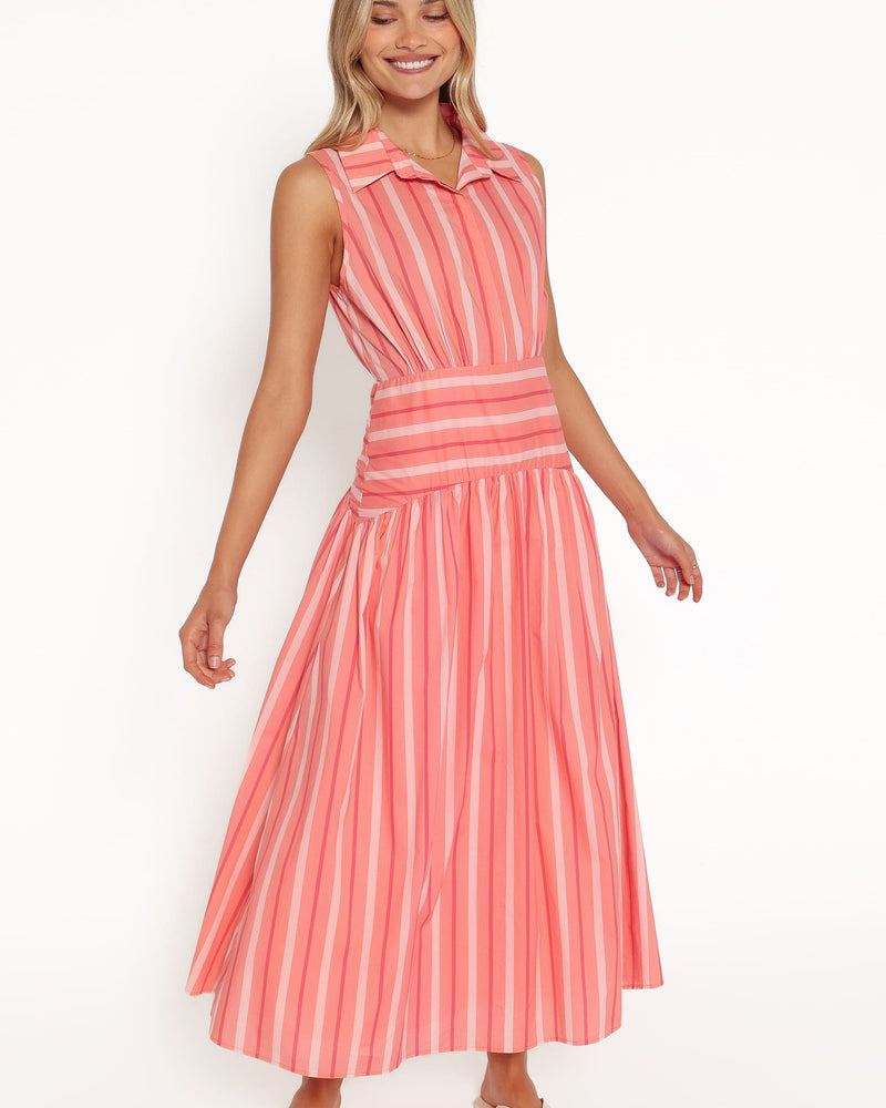 Myranda Midi Dress - Pink Stripe
